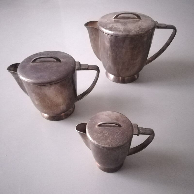 Set of 3 vintage teapots by Gio Ponti for Fratelli Calderoni, 1940