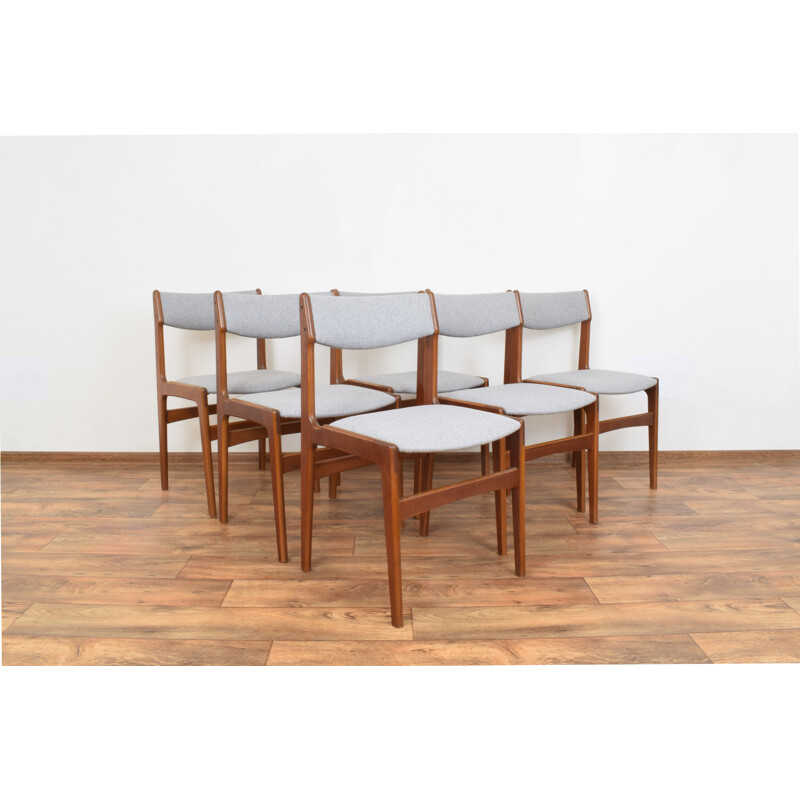 Ensemble de 6 chaises à manger vintage en teck par Erik Buch Mid-Centuy Danish 1960s