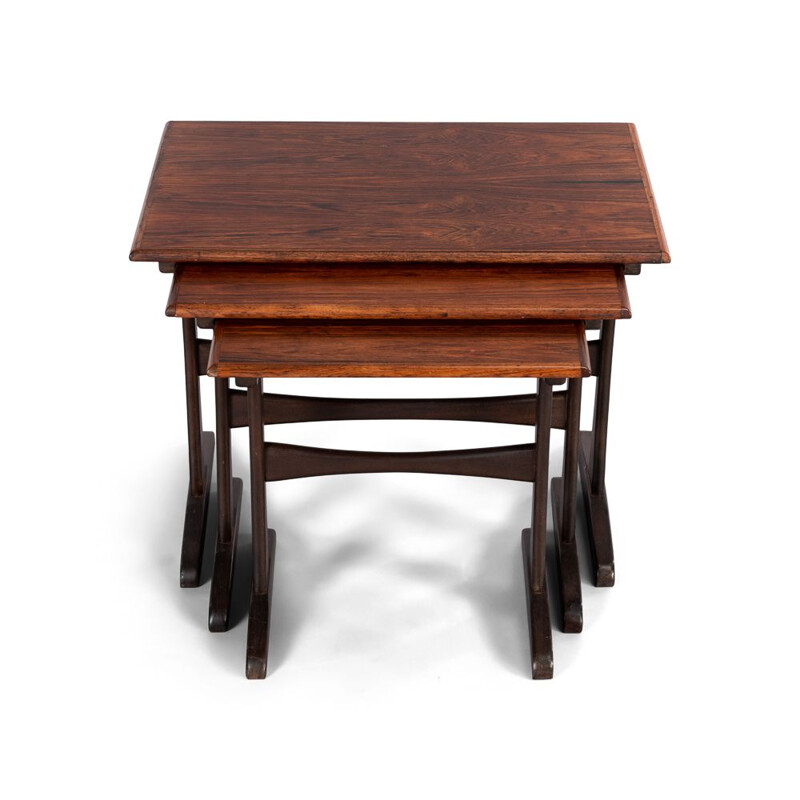 Set of 3 vintage rosewood nesting tables by Kai Kristiansen, Denmark 1960