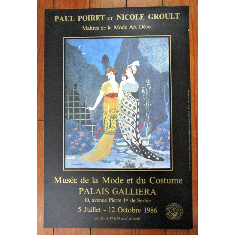Affiche d'exposition vintage Paul Poiret et Nicole Groult Paris 1986