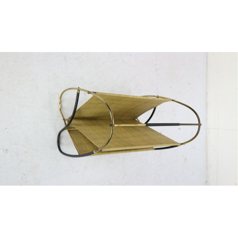 Brass and Bamboo Magazine Rack Mid-Century Modern, Austria 1950s