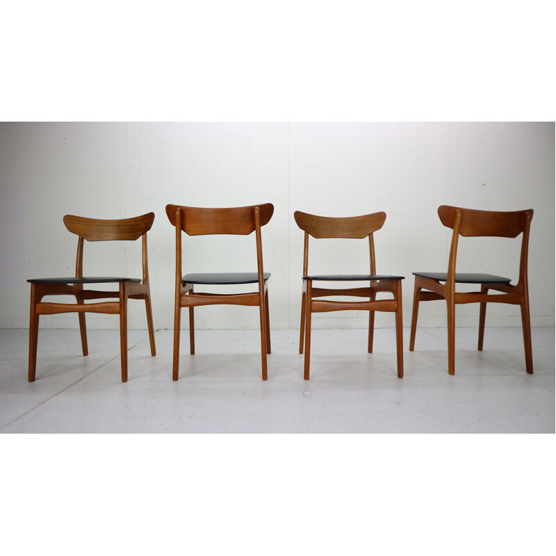 Ensemble de 4 chaises de salle à manger en teck vintage Schiønning et Elgaard pour Randers Møbelfabrik