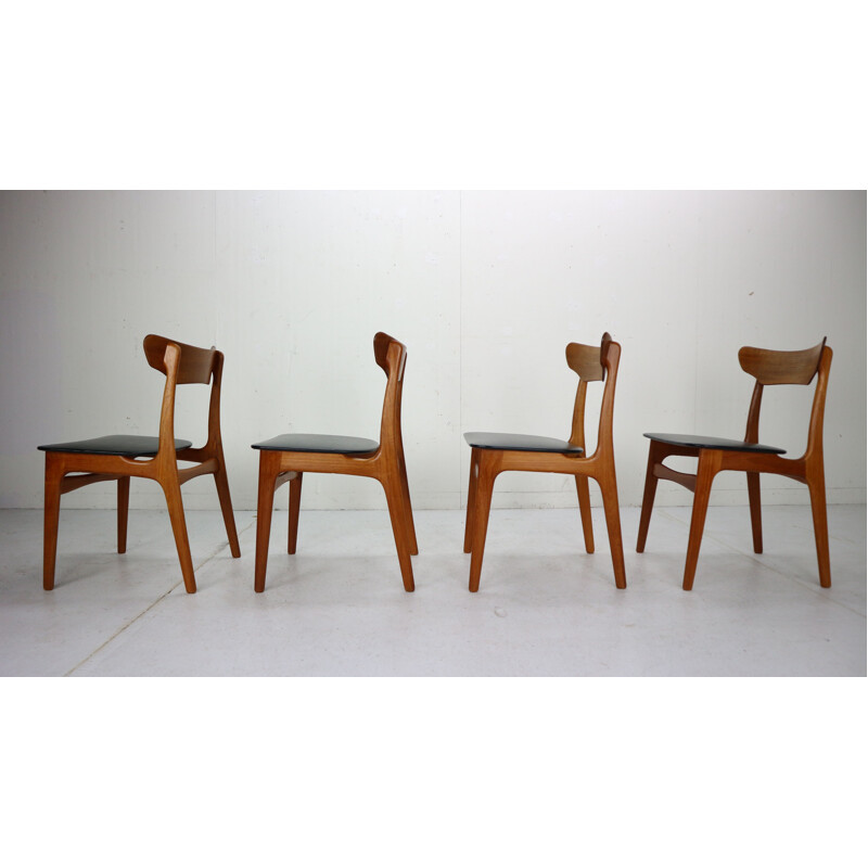 Ensemble de 4 chaises de salle à manger en teck vintage Schiønning et Elgaard pour Randers Møbelfabrik