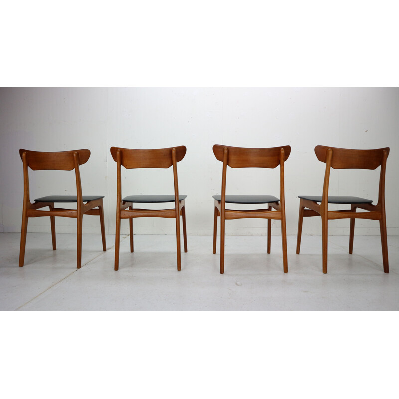Ensemble de 4 chaises de salle à manger en teck vintage Schiønning et Elgaard pour Randers Møbelfabrik