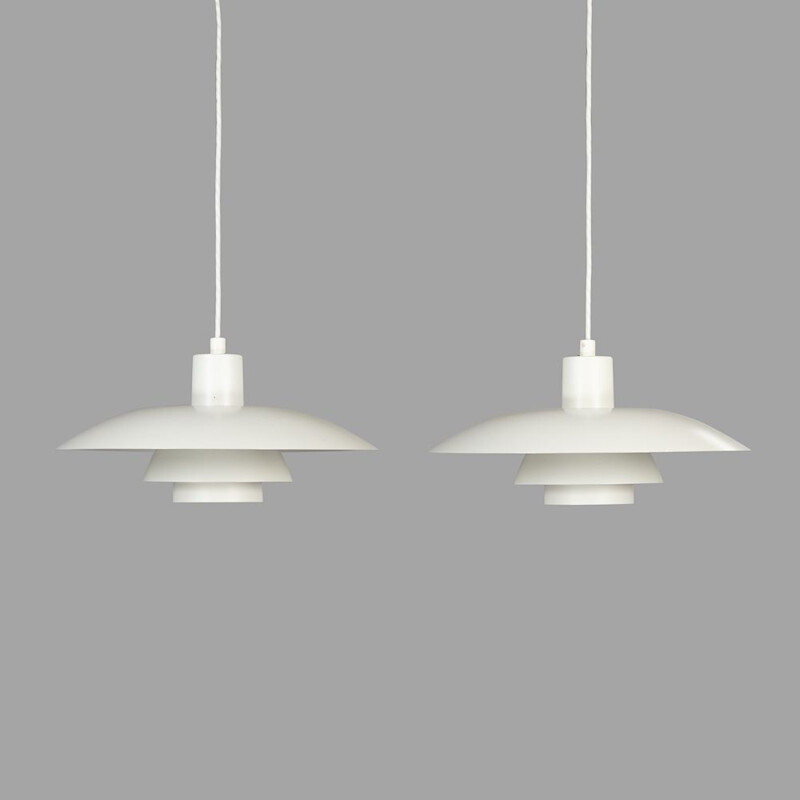 Pair of Vintage Pendant Lamps  Off-White Model PH 43 by Poul Henningsen for Louis Poulsen,Danish  1960s