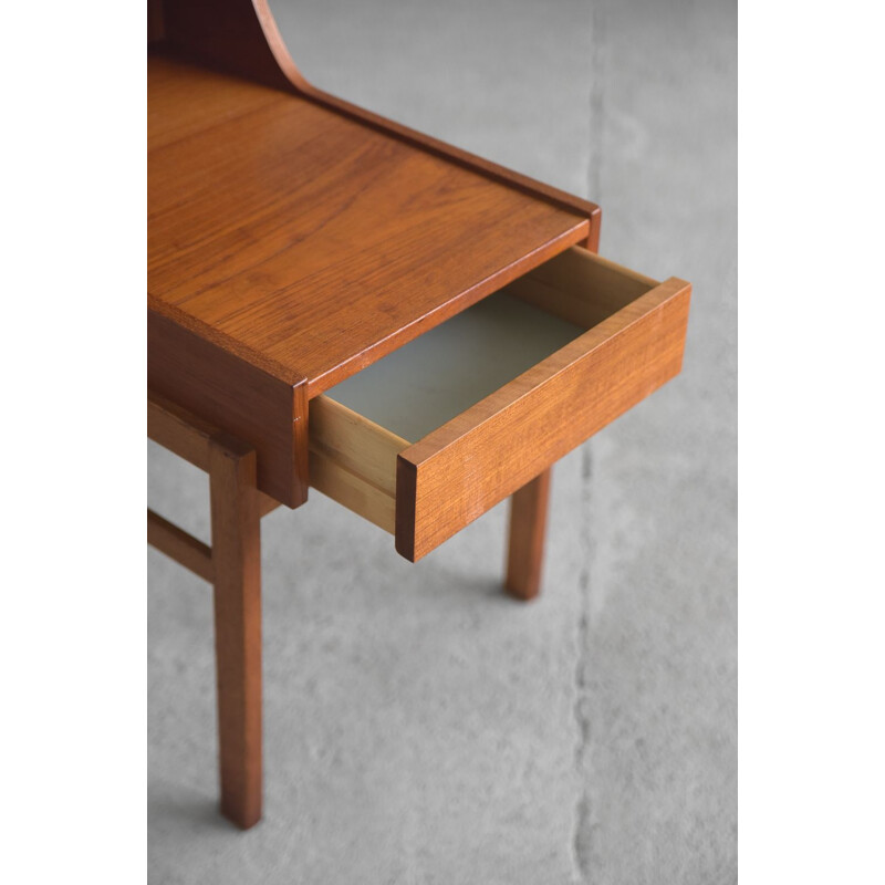 Pair of Mid-Century Teak Nightstands with Drawer, Swedish 1960s