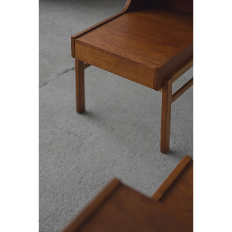 Pair of Mid-Century Teak Nightstands with Drawer, Swedish 1960s