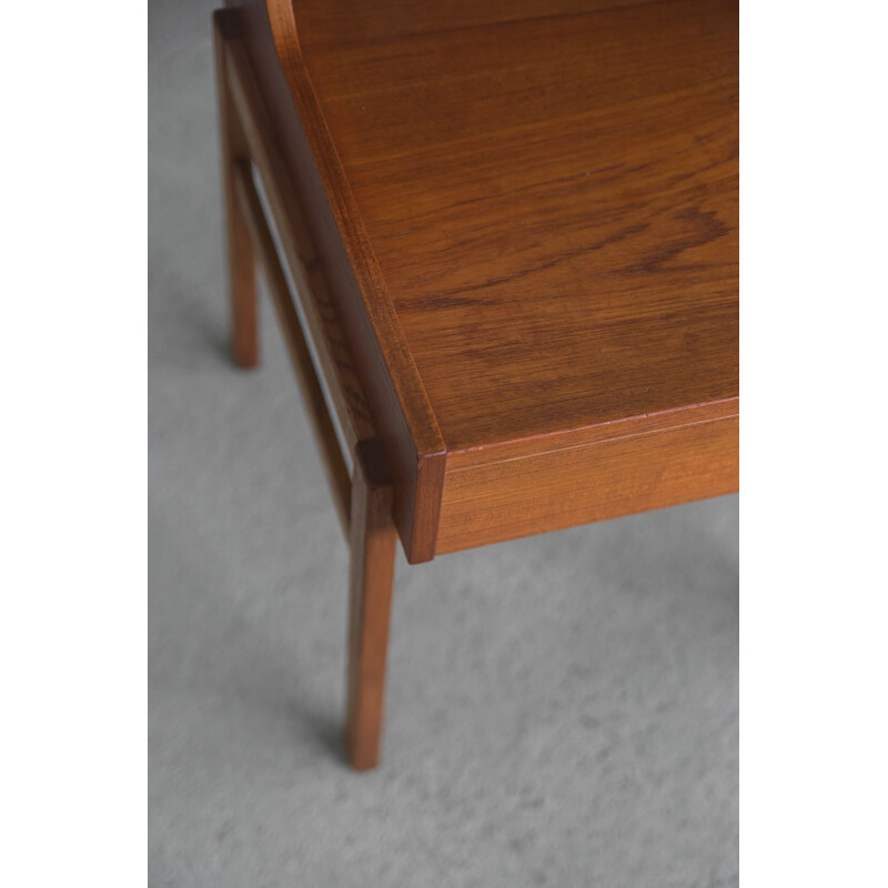 Pair of Mid-Century Teak Nightstands with Drawer, Swedish 1960s