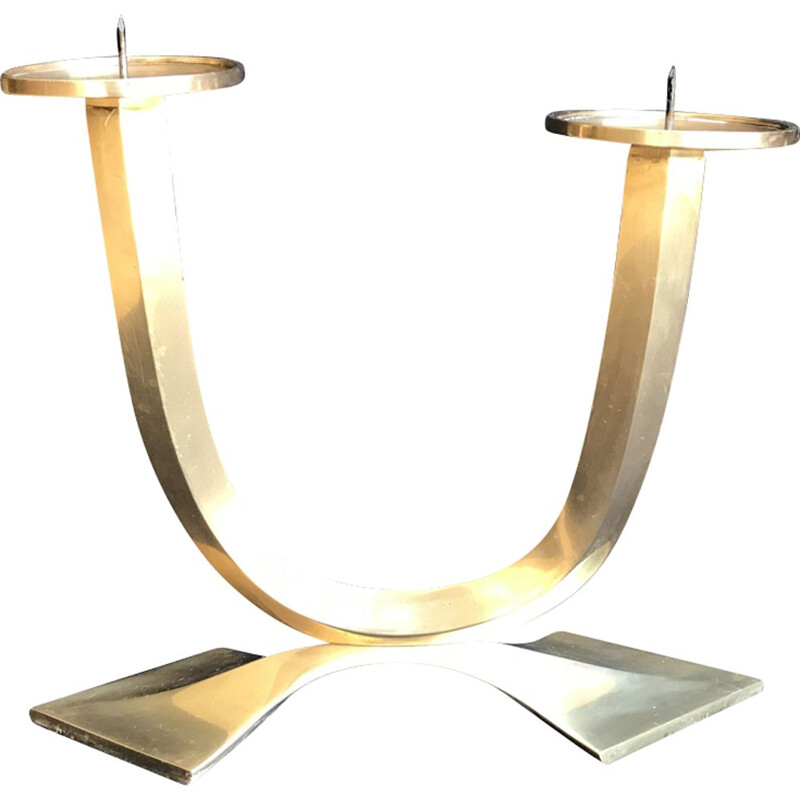 Art Deco Brass Vintage 2-light candleholder in brass