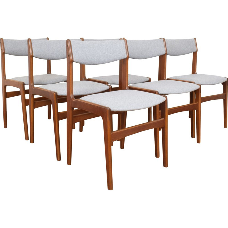 Ensemble de 6 chaises à manger vintage en teck par Erik Buch Mid-Centuy Danish 1960s