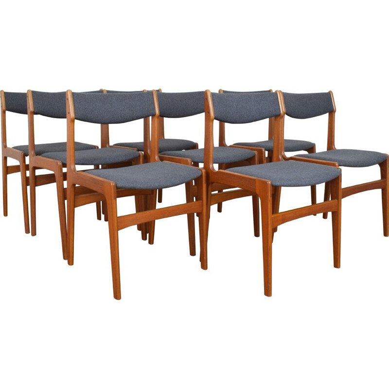 Set of 8 Mid-Century Danish Teak Dining Chairs by Erik Buch, 1960s