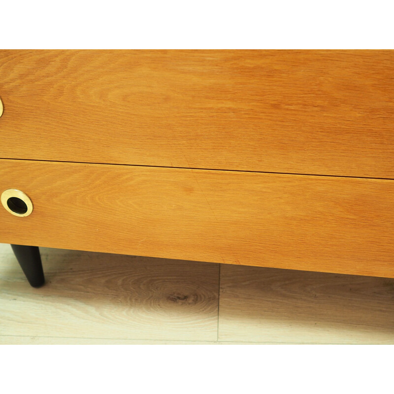 Vintage Danish ash veneer chest of drawers 1970 