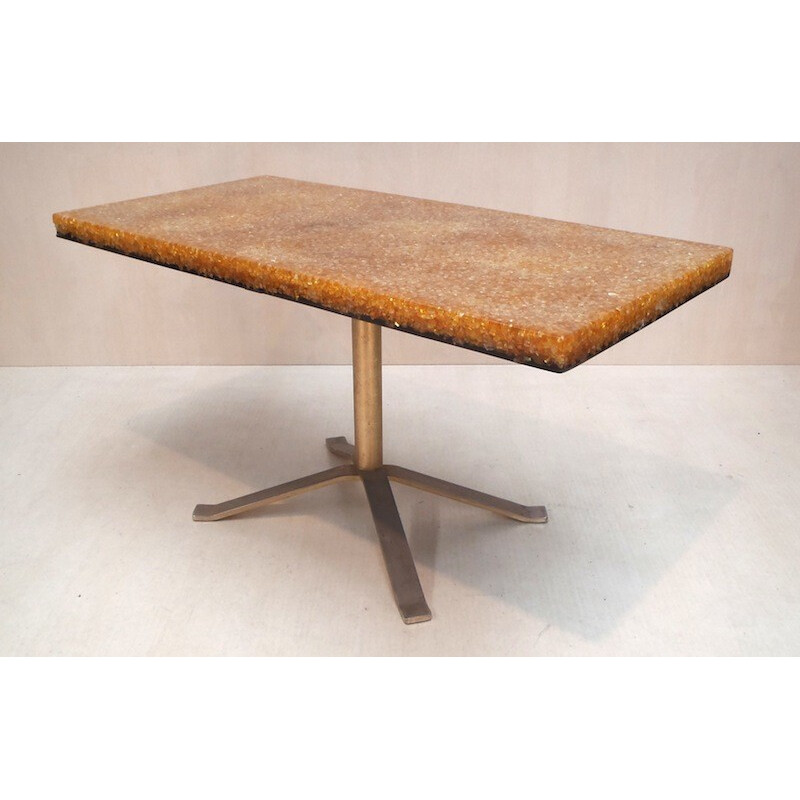 Vintage coffee table in polyester resin by Pierre Giraudon, 1970