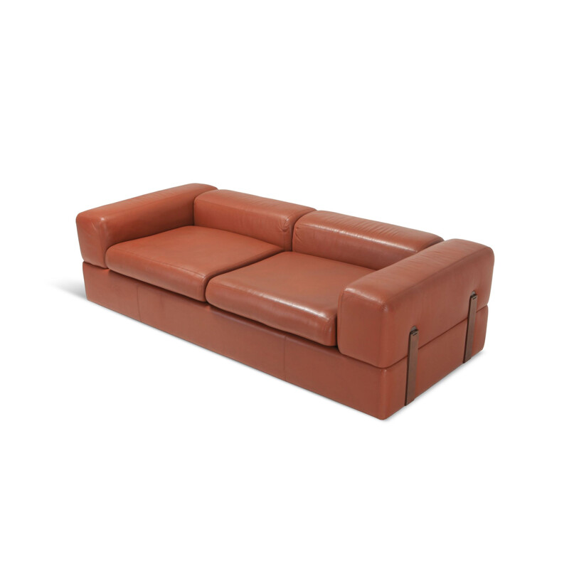 711 vintage sofa in cognac leather by Tito Agnoli for Cinova