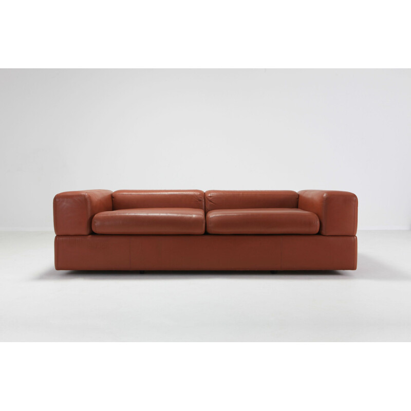 711 vintage sofa in cognac leather by Tito Agnoli for Cinova