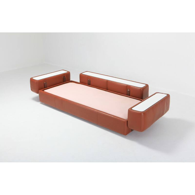 711 vintage sofa in cognac leather by Tito Agnoli for Cinova