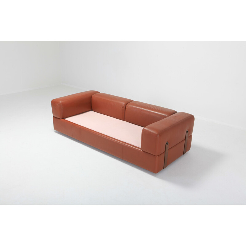 711 vintage sofa in cognac leather by Tito Agnoli for Cinova