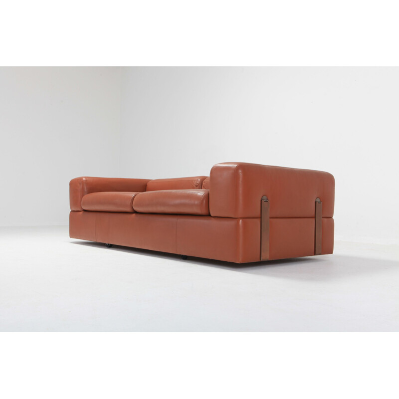 711 vintage sofa in cognac leather by Tito Agnoli for Cinova