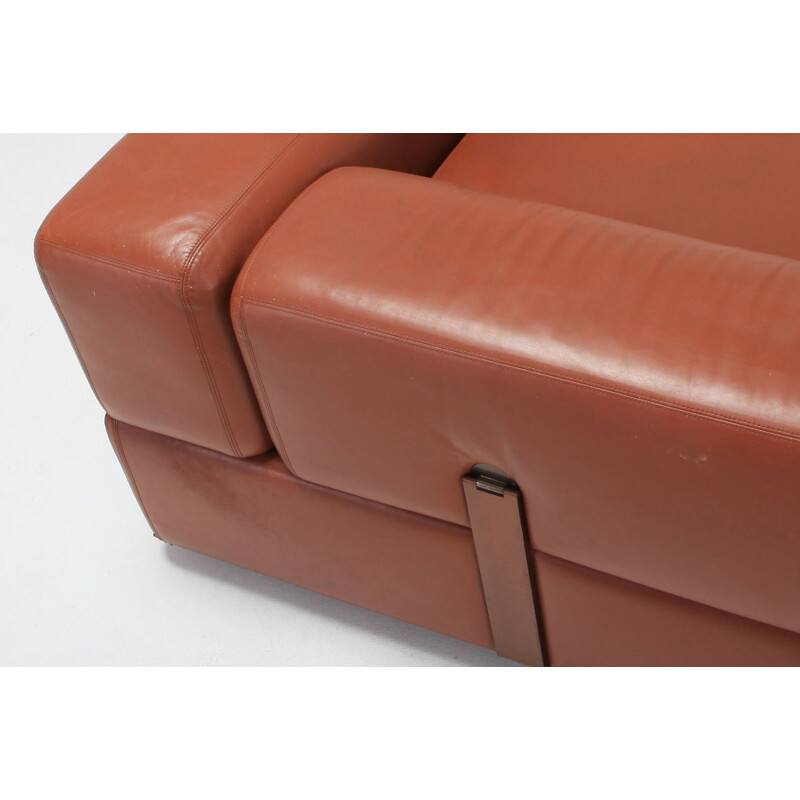Vintage-Sofa 711 in cognacfarbenem Leder von Tito Agnoli für Cinova