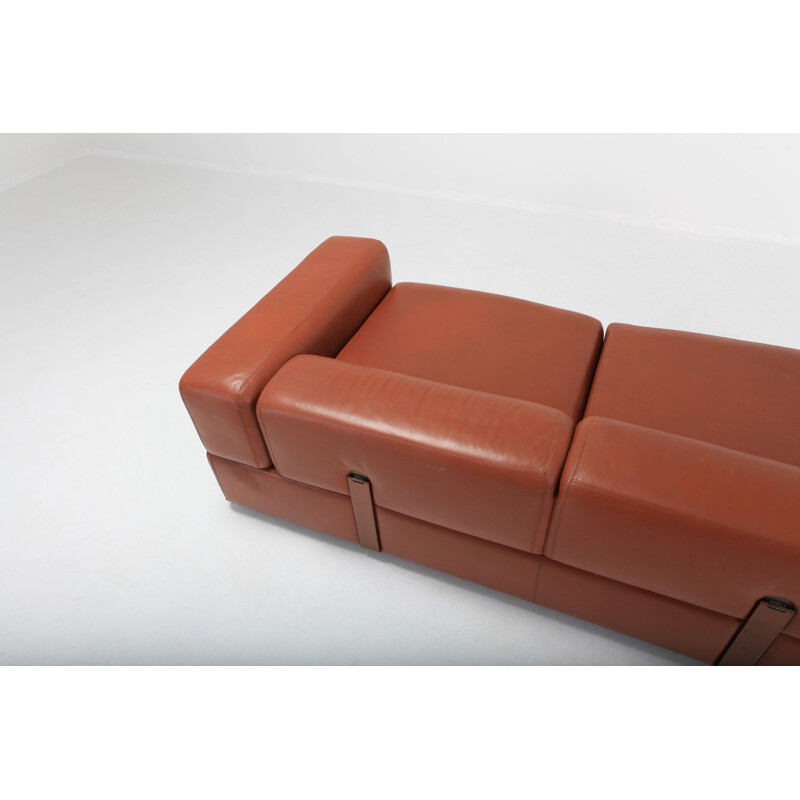 Vintage-Sofa 711 in cognacfarbenem Leder von Tito Agnoli für Cinova