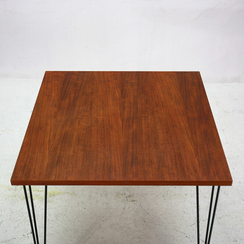Square hairpin legs dining table in teak - 1960s