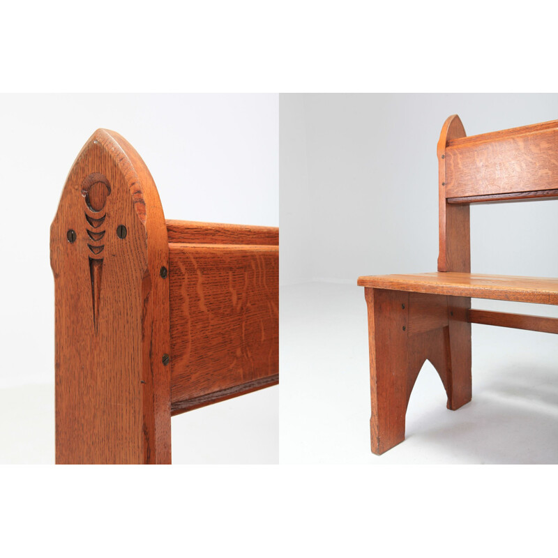 Vintage bench oakwood Art Deco Amsterdam