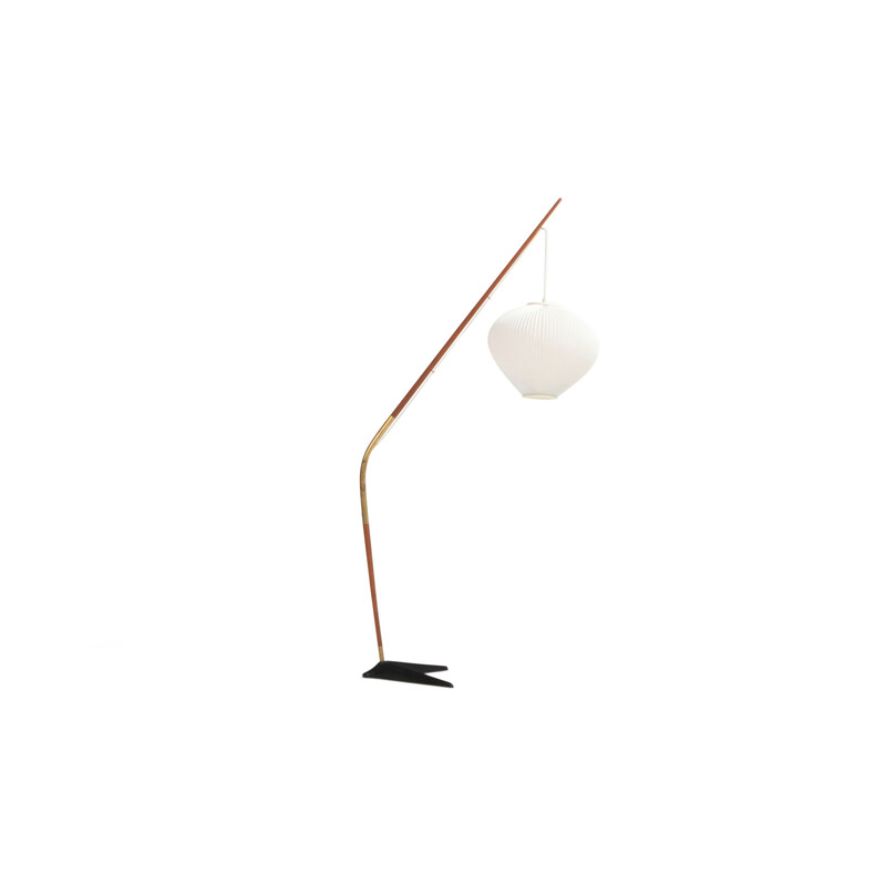 Vintage floor lamp in teak and brass by Holm Sørensen 1950s