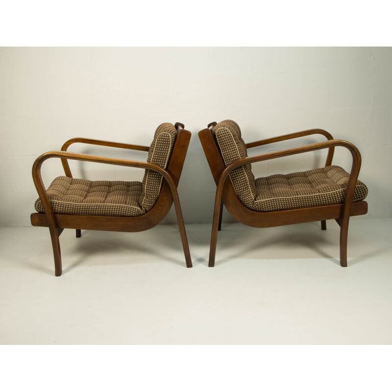 Pair of Armchairs vintage by Karel Kozelka and Antonin Kropacek, Czechoslovakia 1940s