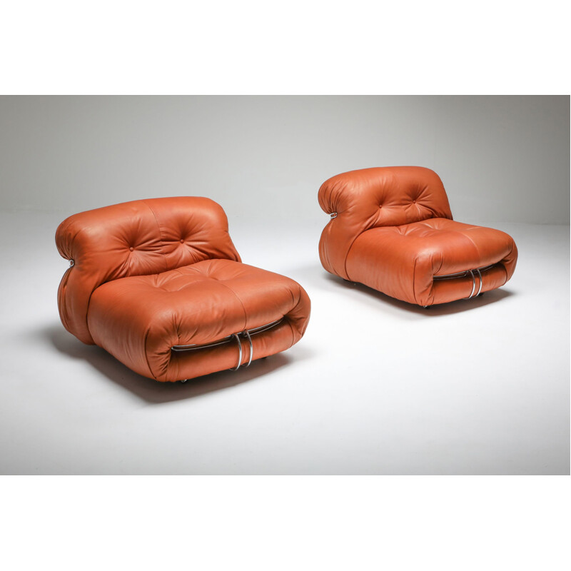 Pair of Lounge Chairs Cassina 'Soriana' by Afra and Tobia Scarpa 1970s