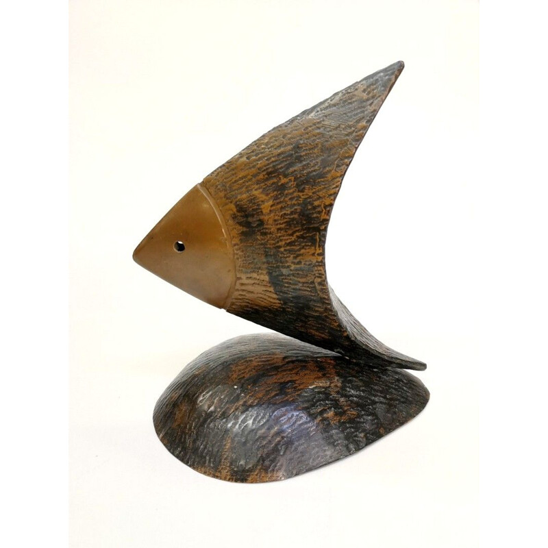 Handmade Patinated vintage Copper Fish Sculpture, 1970s