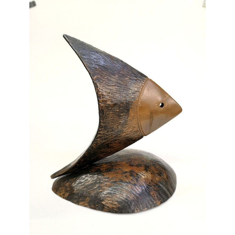 Handmade Patinated vintage Copper Fish Sculpture, 1970s