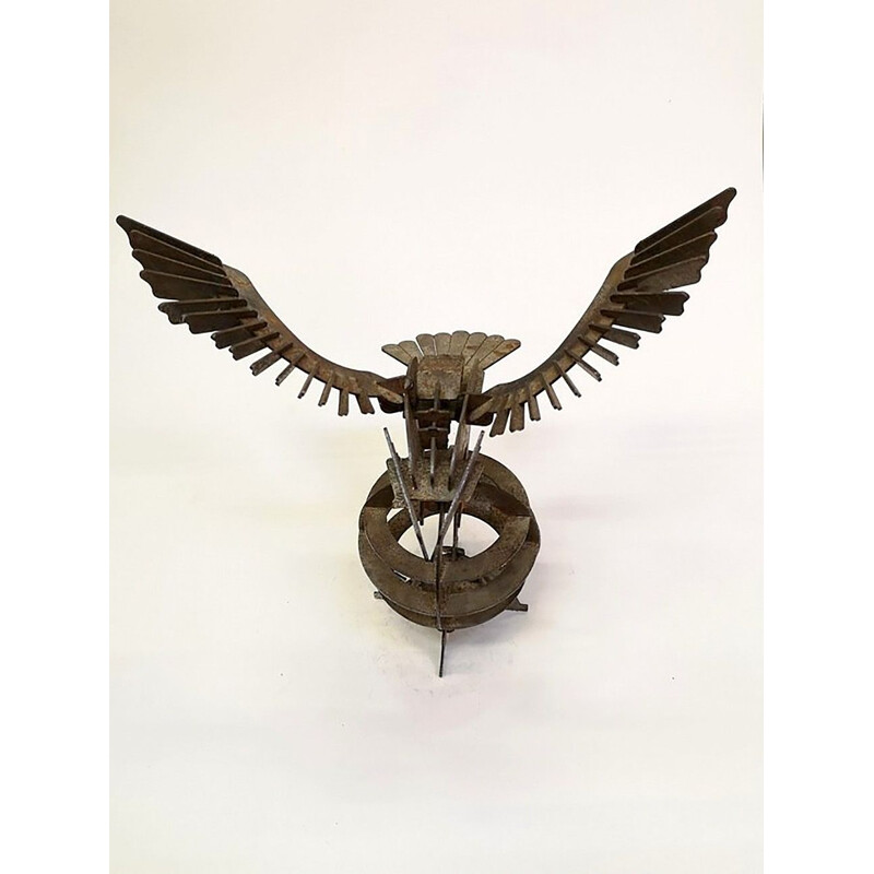 Handcrafted Iron Eagle Sculpture, mid century 1970s