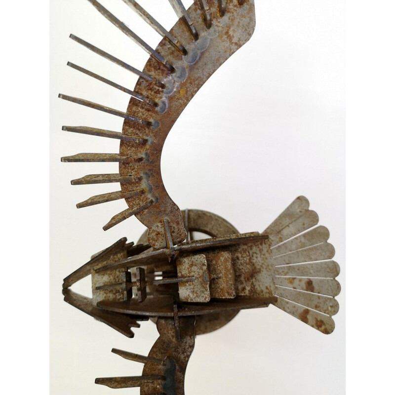 Handcrafted Iron Eagle Sculpture, mid century 1970s