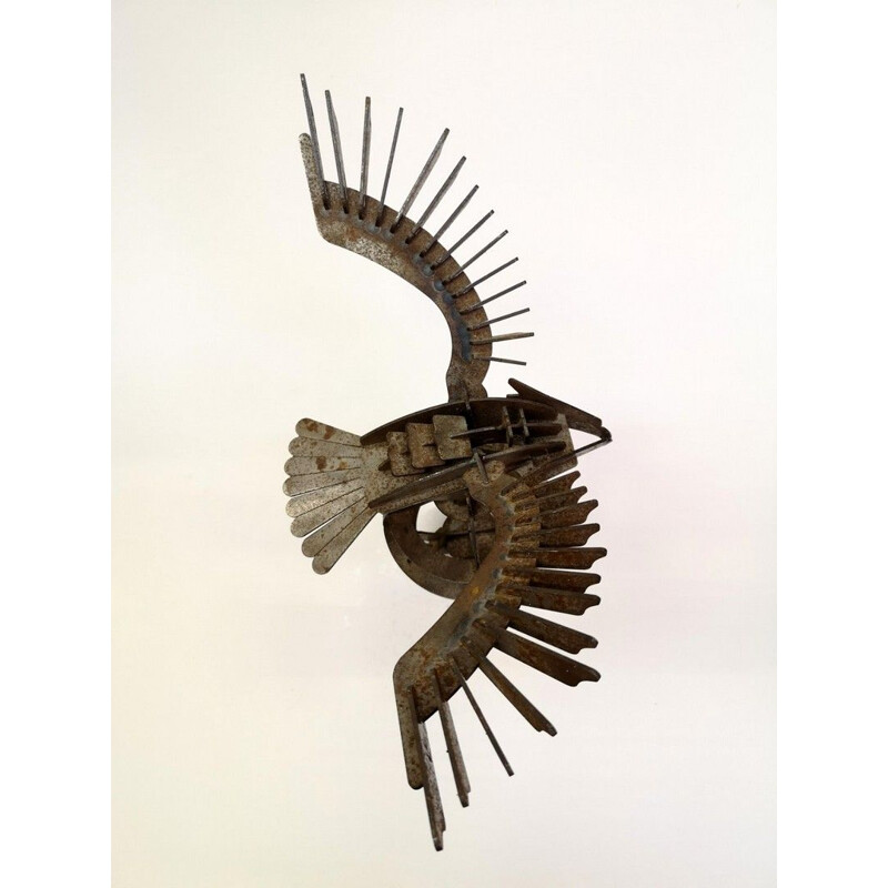 Handcrafted Iron Eagle Sculpture, mid century 1970s