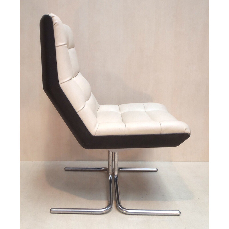 6 Leather Office Chairs cream - 1970s