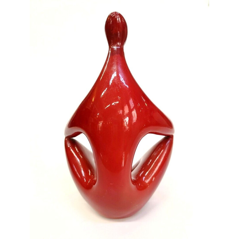 Mid century Red Sitting Figure Porcelain, from Zsolnay, 1960s