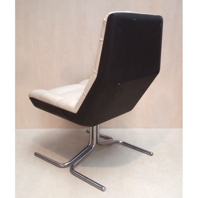 6 Leather Office Chairs cream - 1970s