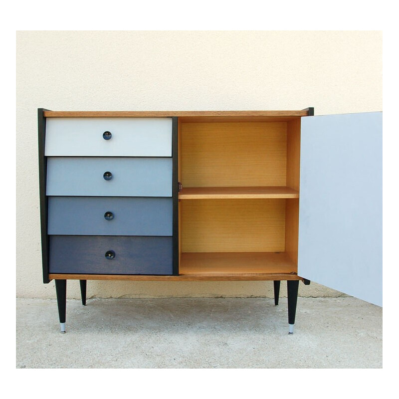 Vintage oak veneer chest of drawers - 1950s