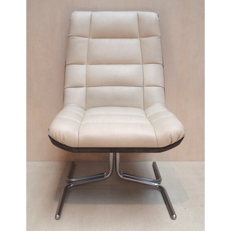 6 Leather Office Chairs cream - 1970s