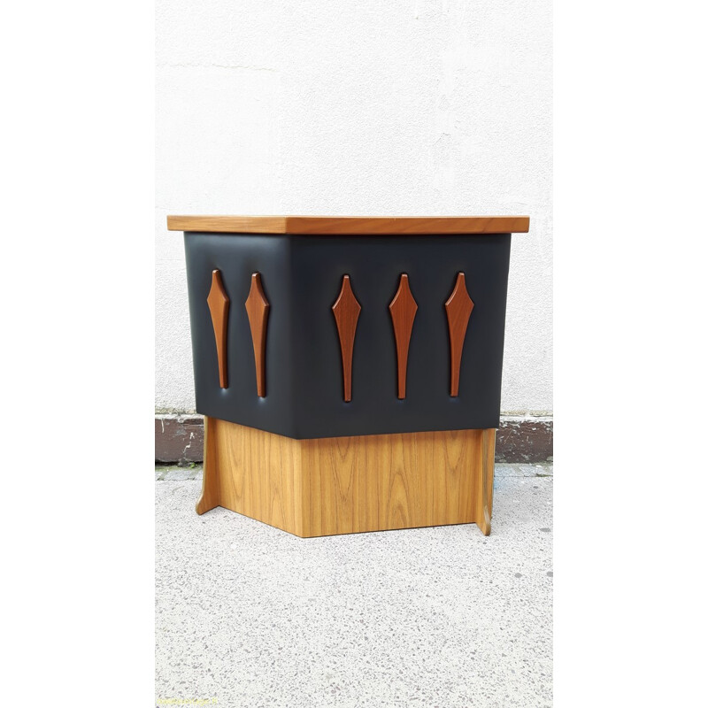 Mid century counter / bar in wood, leatherette and formica - 1960s