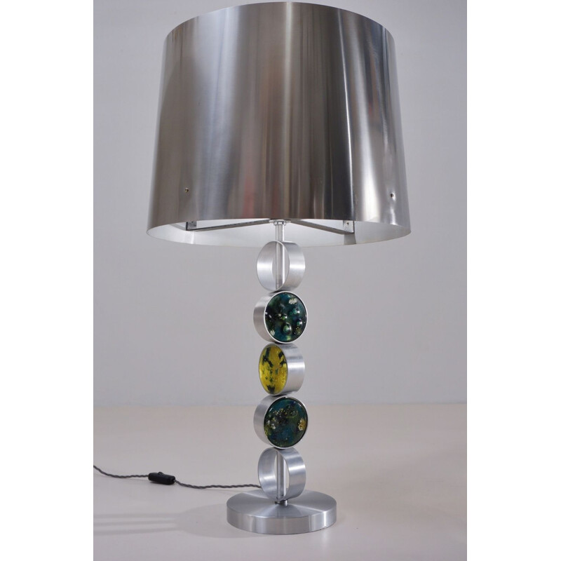 Vintage aluminum table lamp in steel and glass by Nanny Still McKinney, The Netherlands 1972
