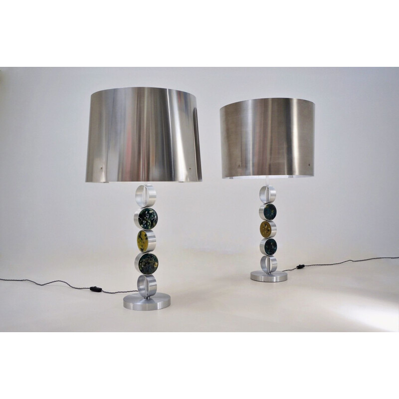 Vintage aluminum table lamp in steel and glass by Nanny Still McKinney, The Netherlands 1972