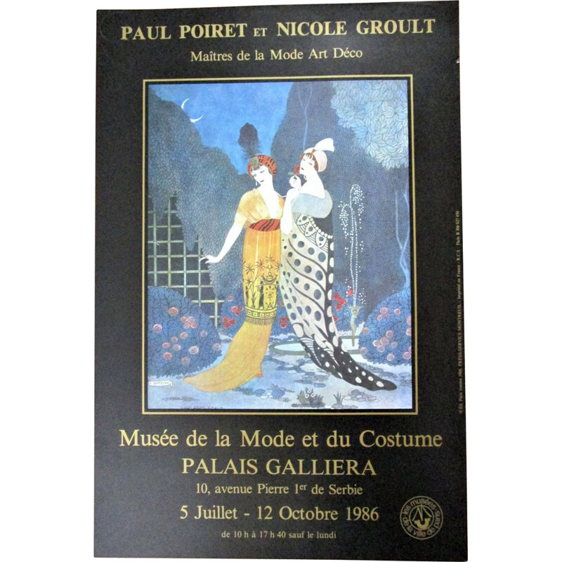 Affiche d'exposition vintage Paul Poiret et Nicole Groult Paris 1986