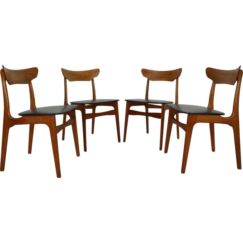 Set of 4 Teak Dining vintage Schiønning and Elgaard for Randers Møbelfabrik Room Chairs