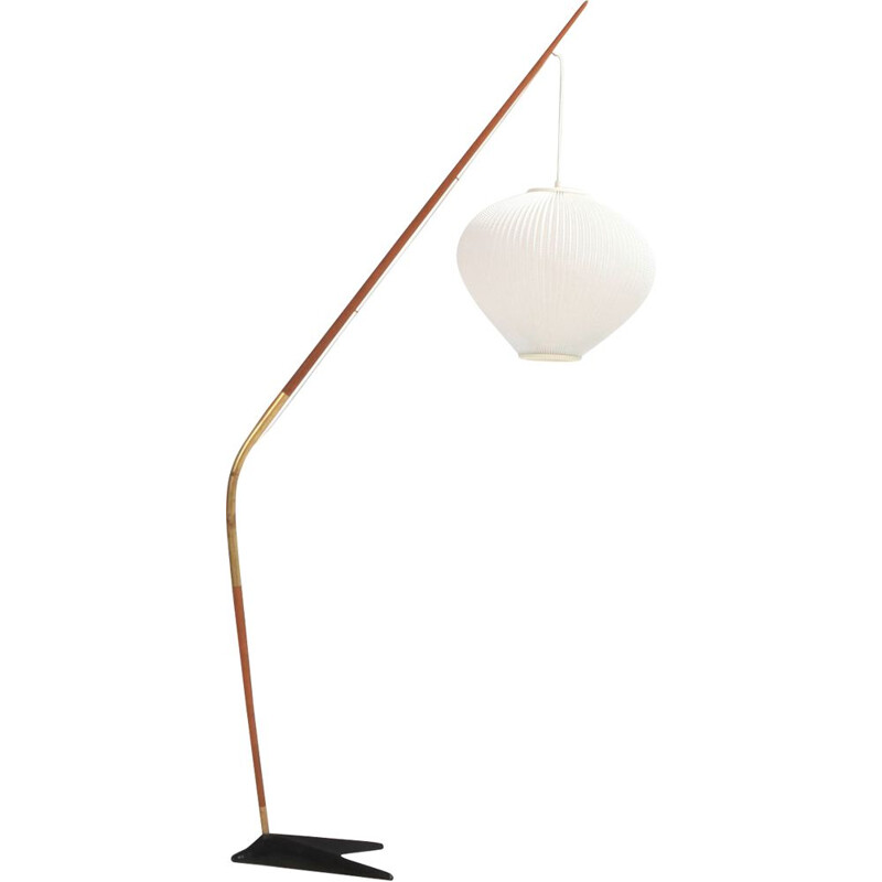 Vintage floor lamp in teak and brass by Holm Sørensen 1950s