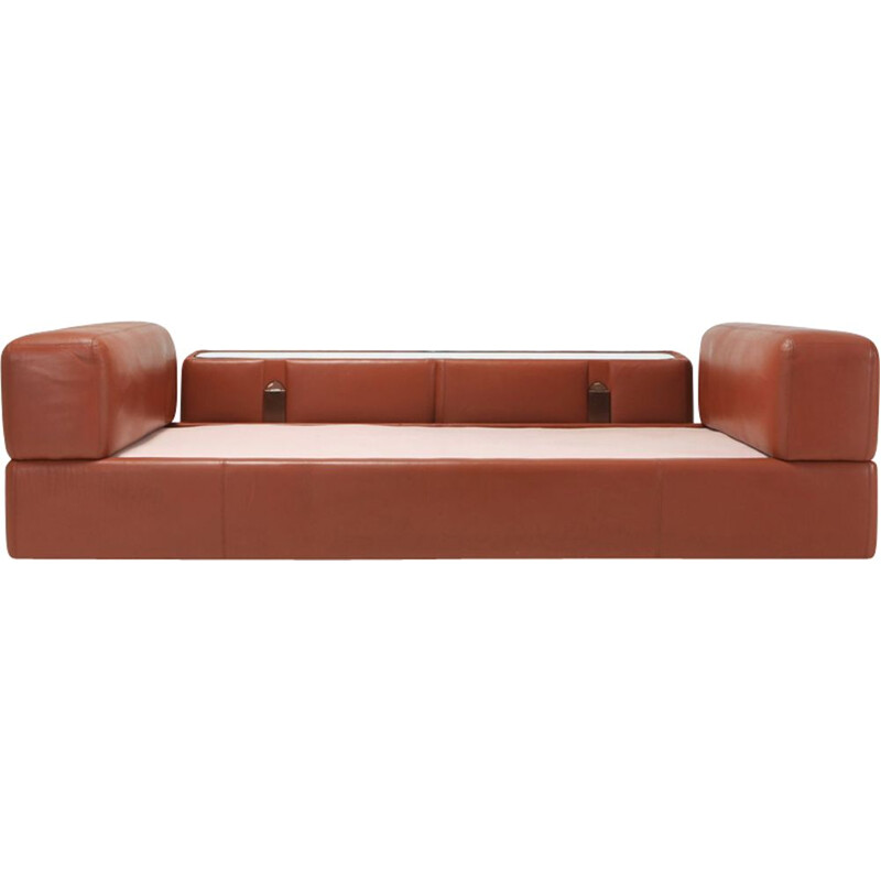 Vintage-Sofa 711 in cognacfarbenem Leder von Tito Agnoli für Cinova