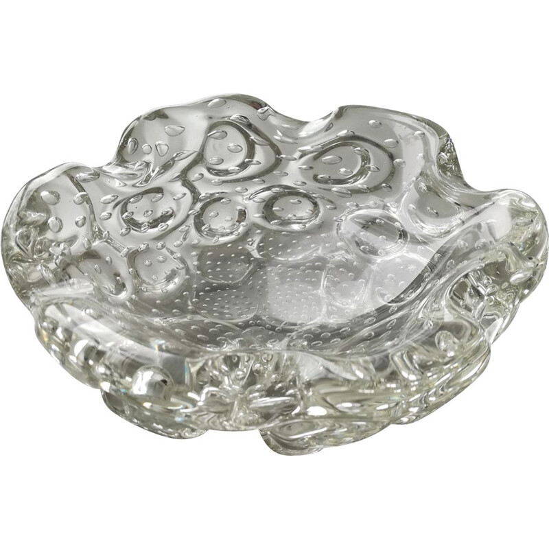 Vintage hand-blown glass ashtray Bullicante, Italy 1970