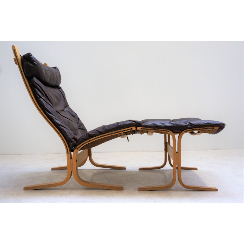 Grand Fauteuil vintage Siesta et ottoman Ingmar Relling 1970