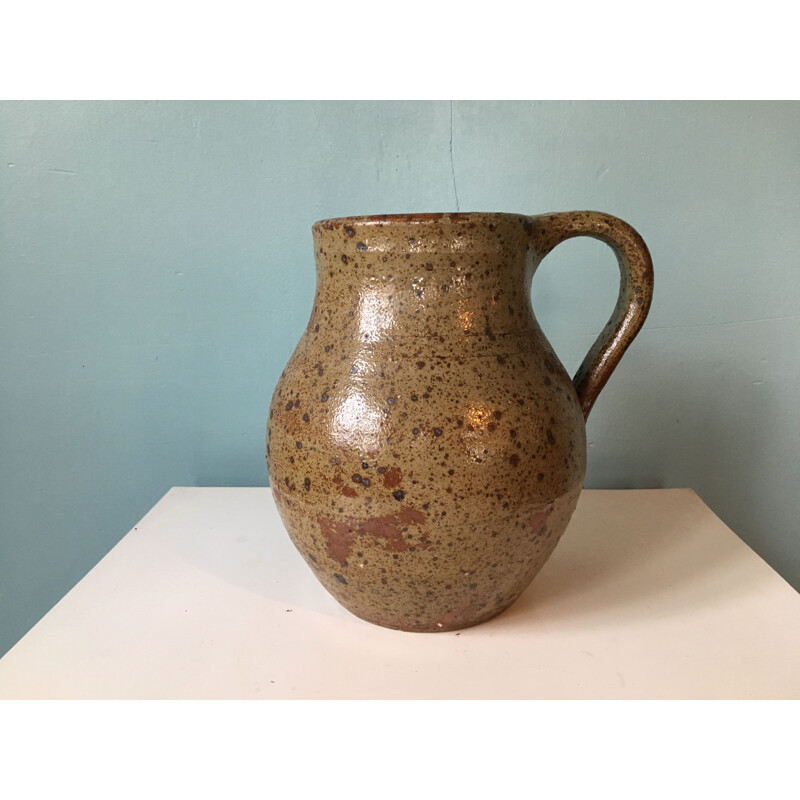 Vintage stoneware pitcher by Baudard, 1960