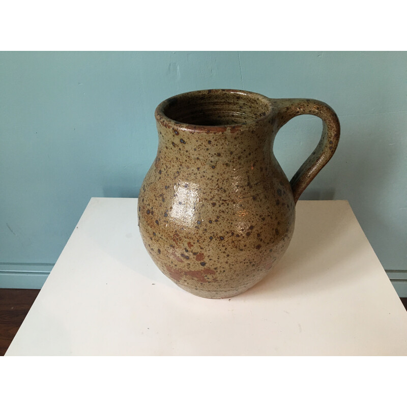 Vintage stoneware pitcher by Baudard, 1960